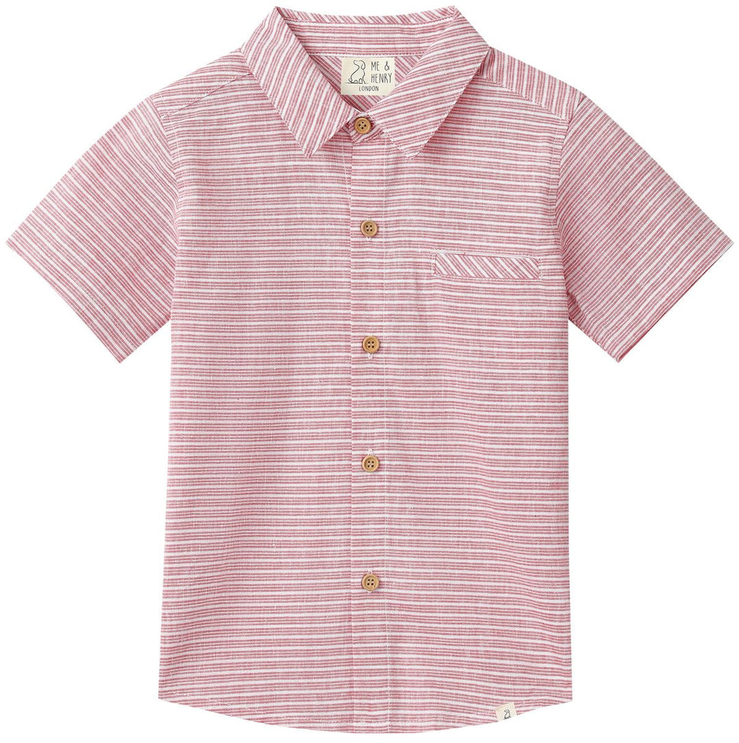 Mens Red Pinstripe Button Up