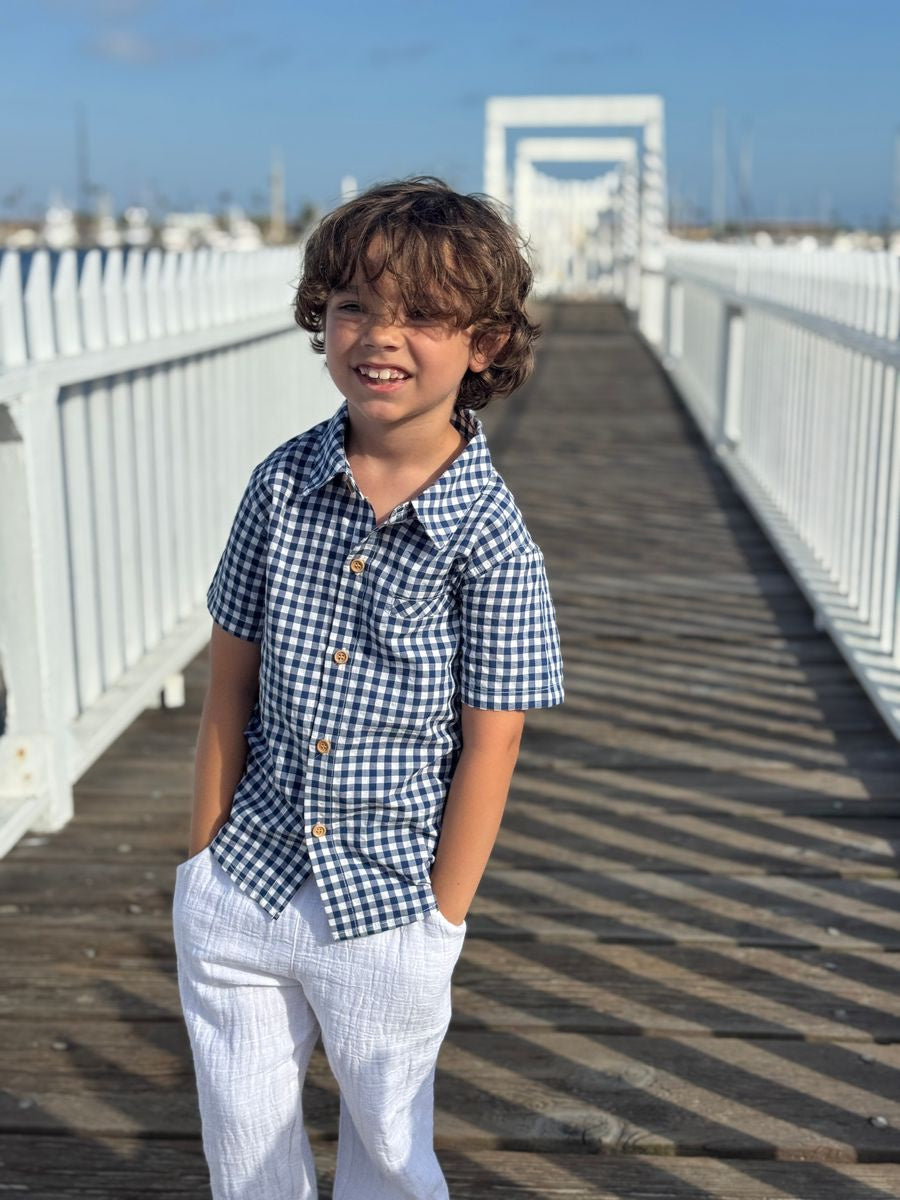 Blue Gingham Button Up