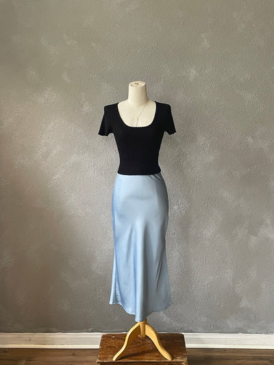 Chandra Satin Midi Skirt