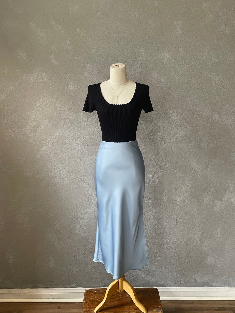 Chandra Satin Midi Skirt