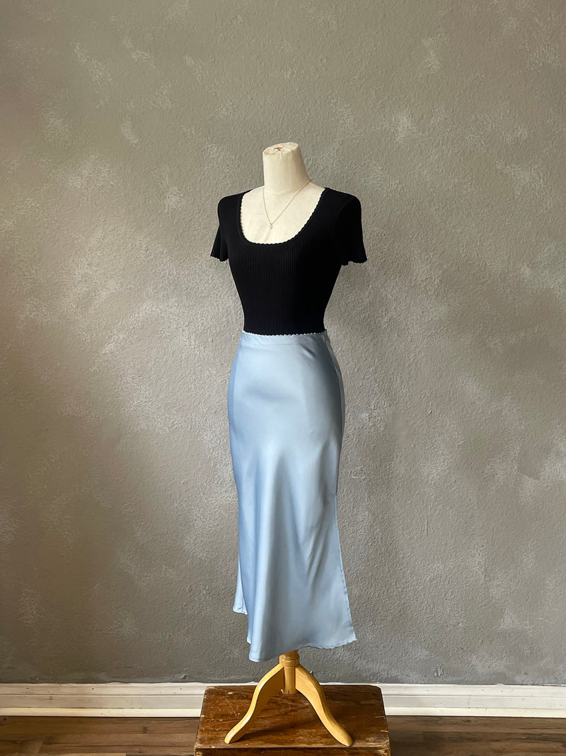 Chandra Satin Midi Skirt