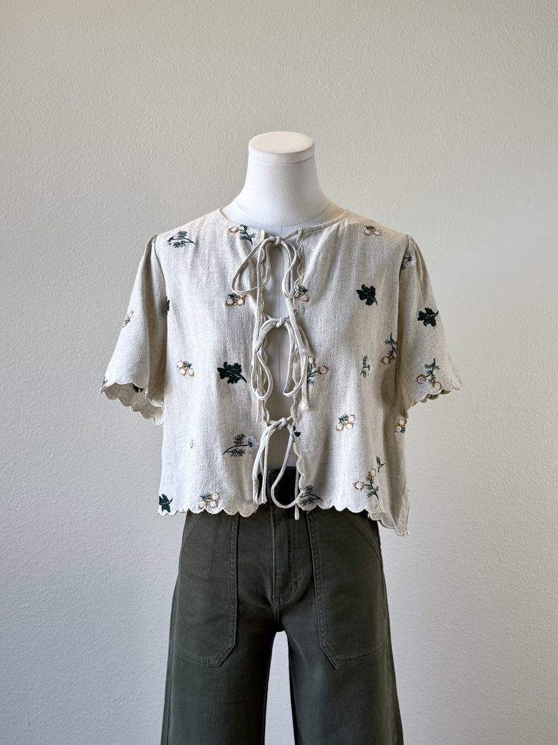 Embroidered Tie Top