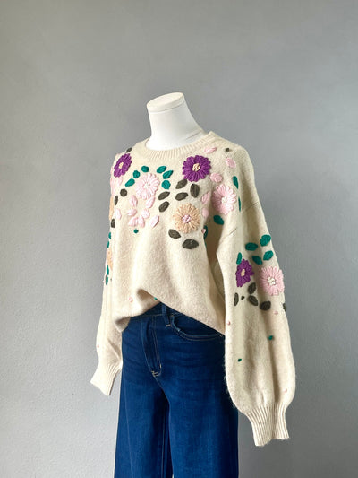 Embroidered Flowers Sweater