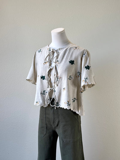 Embroidered Tie Top