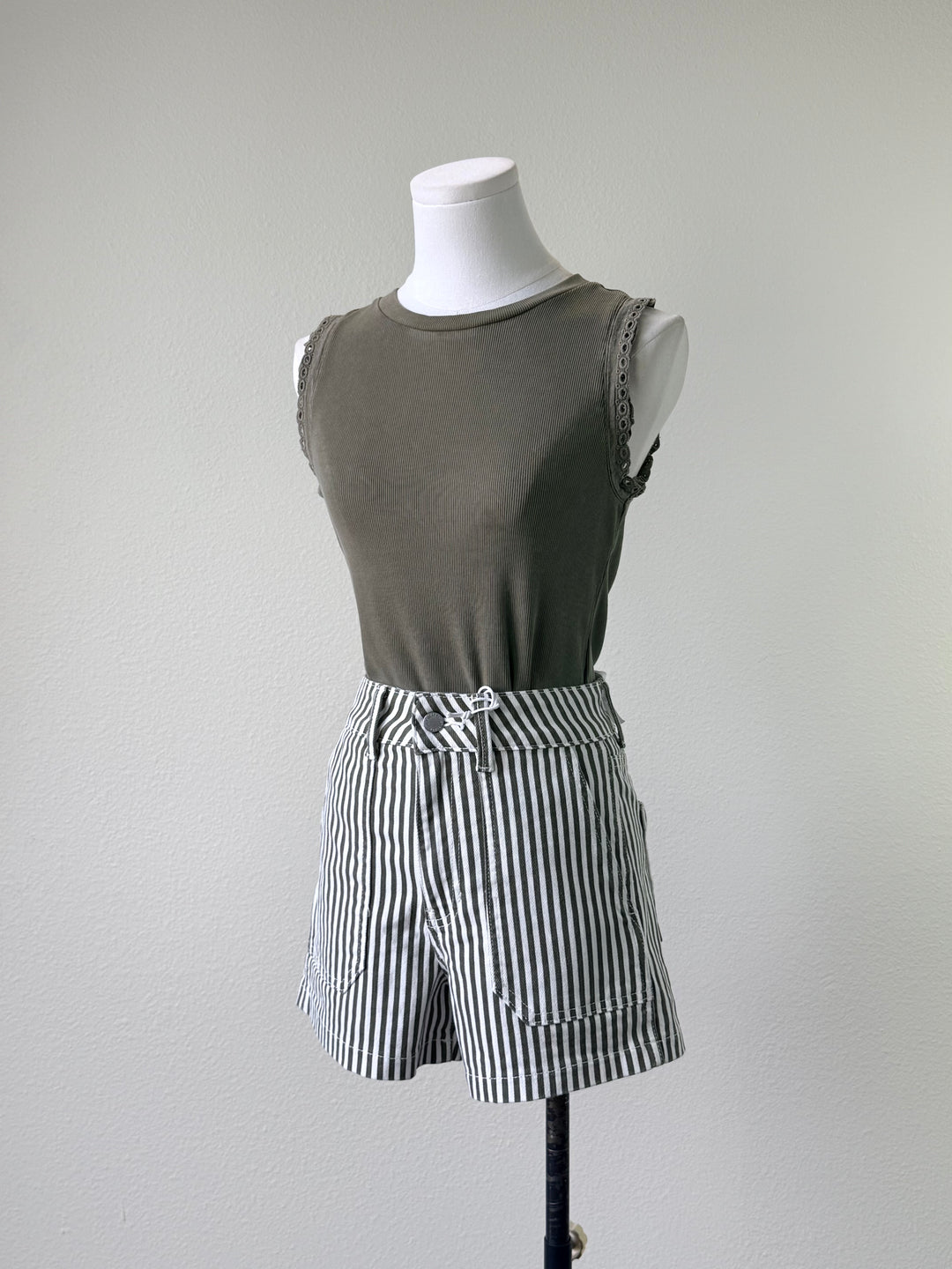 Olive Stripe Short