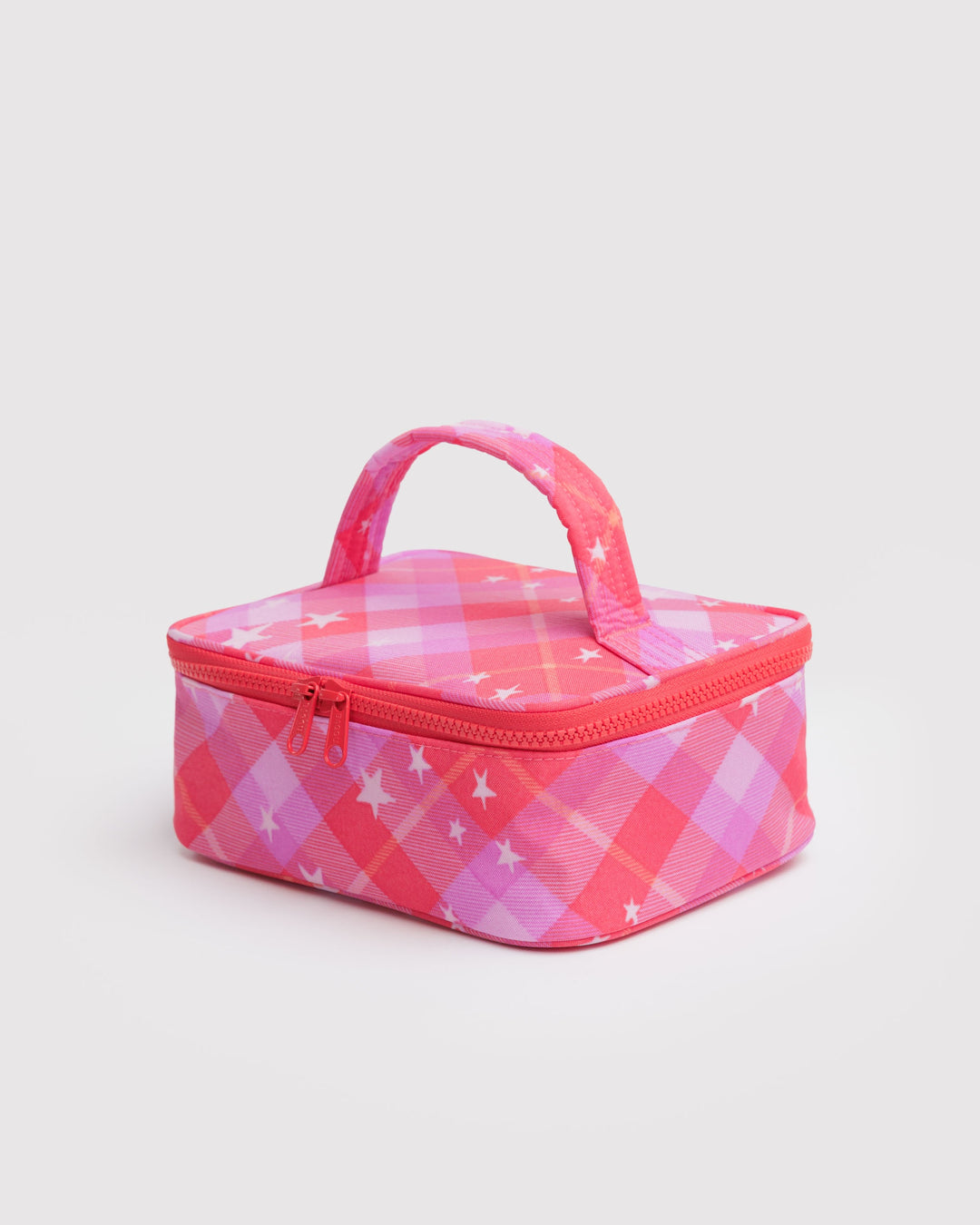 Pink Star Plaid Small Cosmetic Case