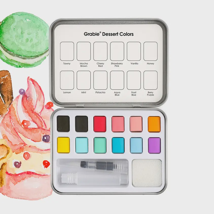 Watercolor Pocket Set w Brush - Dessert Colors