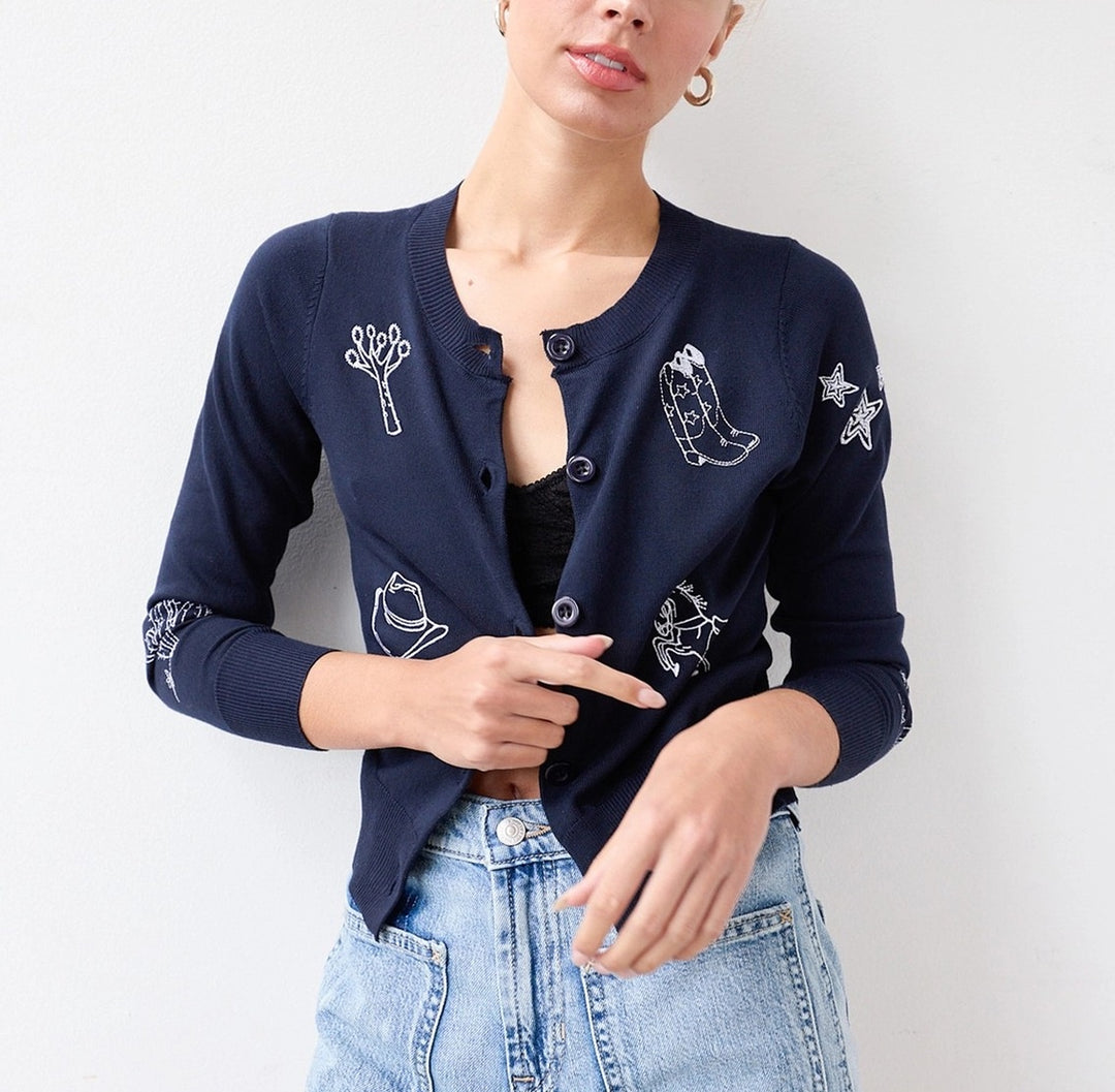 Cowboy Embroidered Cardigan