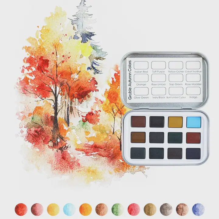 Watercolor Pocket Set of 12 with Brush - Autumn Colors