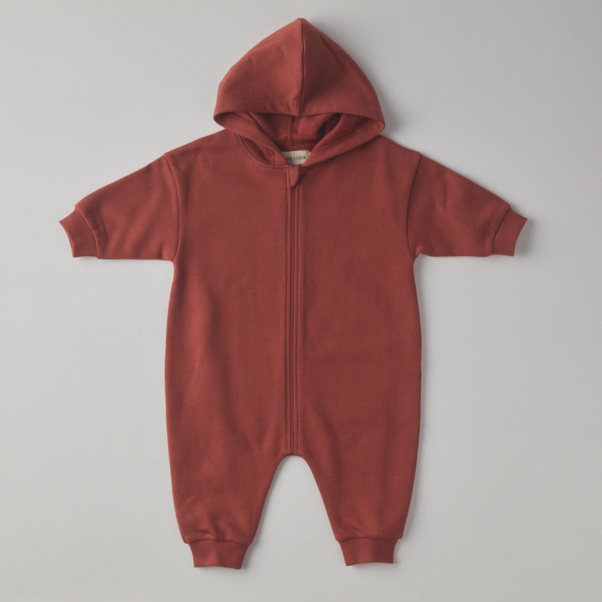 Hooded Baby Jumper in Henna