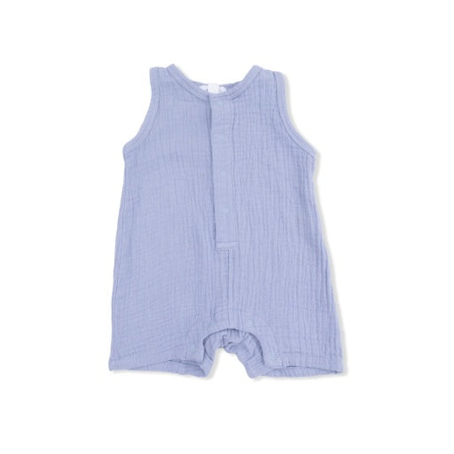Blue Muslin Shortie Romper
