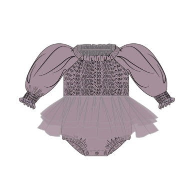 Dusty Lavendar L/s Smocked Tutu Bubble