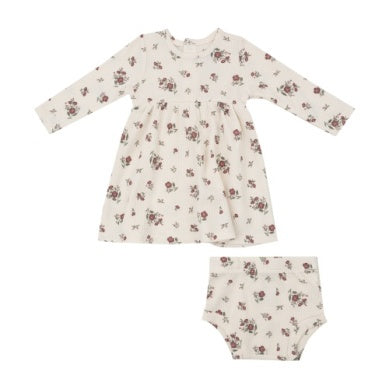 Misty Rose Floral Simple Dress & Bloomer