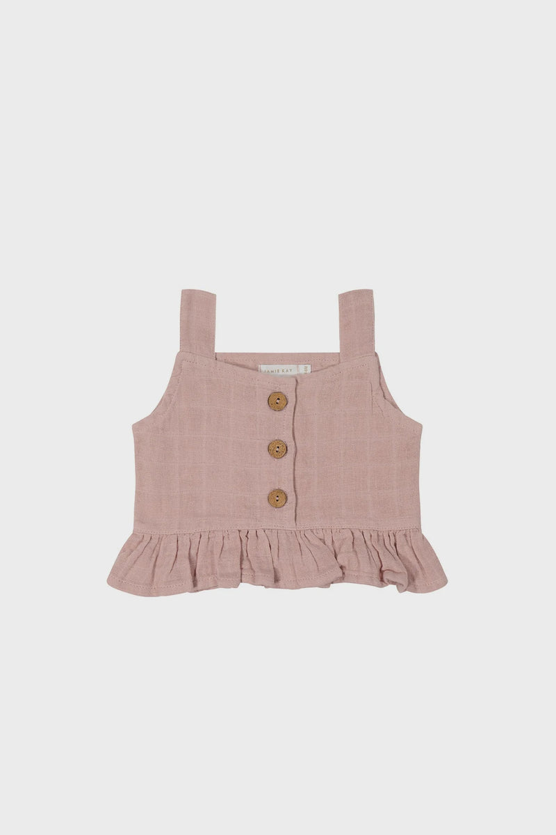 Powder Pink Muslin Indie Top