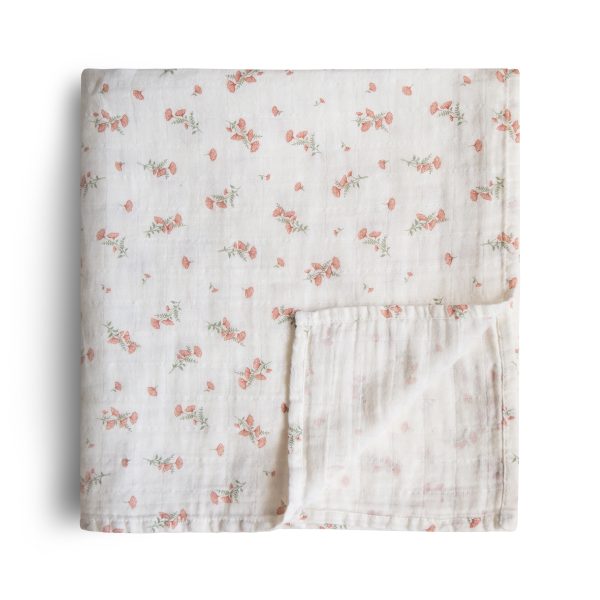 Pink Flowers Muslin Swaddle